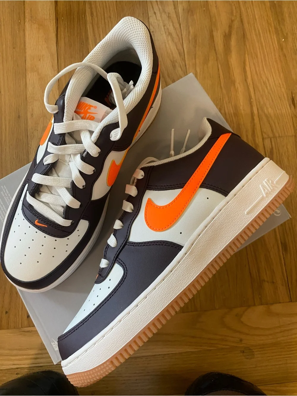 NEW Nike Air Force 1 (GS) Youth Shoes Navy & orange